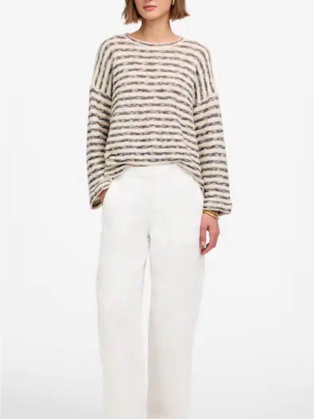 Madewell 100% Linen Pull-On Barrel Pants, White,XXS